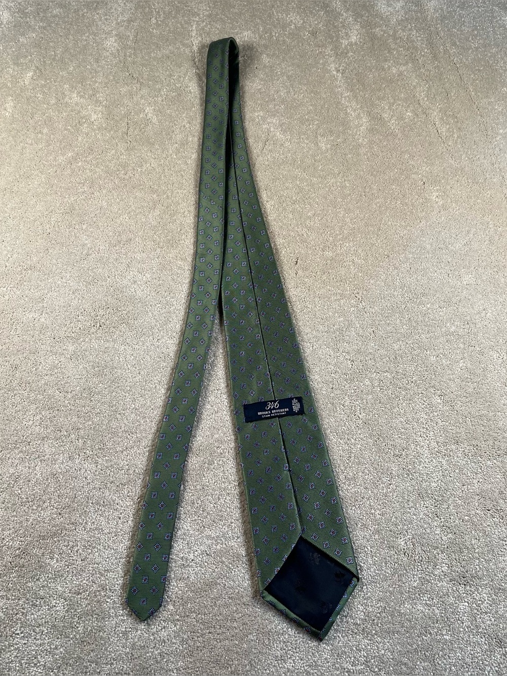 Brooks Brothers 346 Silk Neck Tie Green wedding workwear stain resistant - Picture 3 of 6